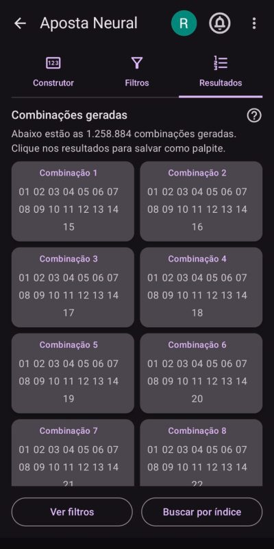 Combinações dos Filtros